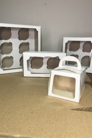 Cajas cupcake blancas con nidos movibles